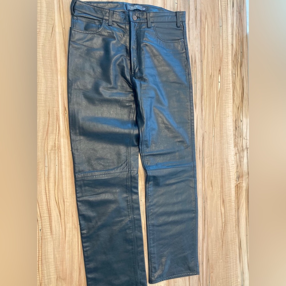 Men’s GAP Black Leather Jeans 36x34 - Hard to Find!